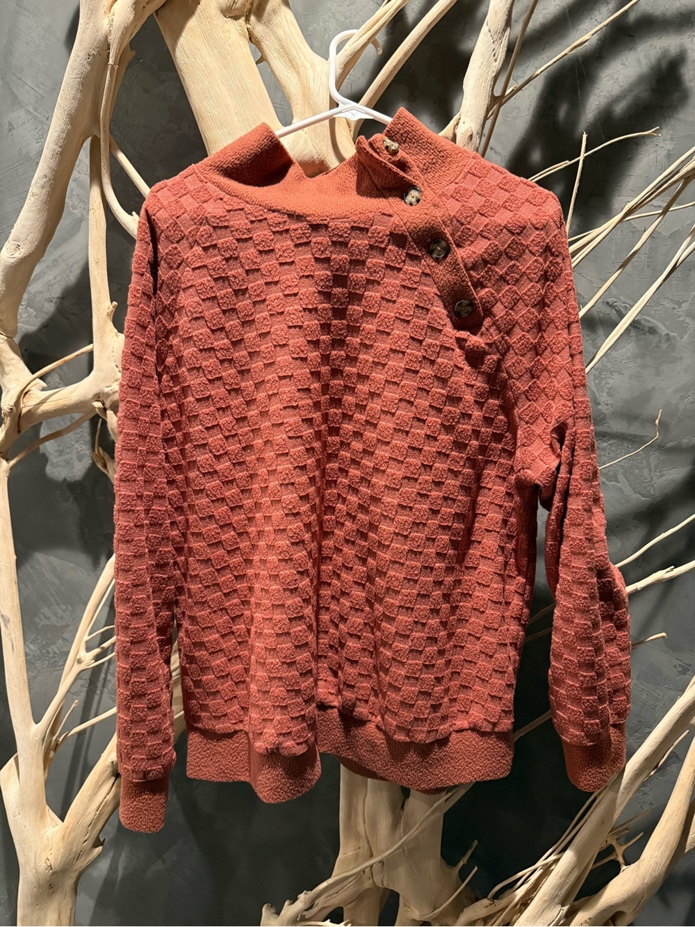 CIA Femme - Textured Rust Button-Shoulder Sweater - Women